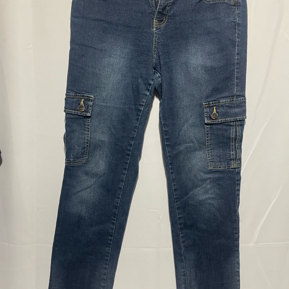 Christina Denim with Red Tag Accent cargo pants 8